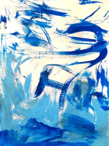 Painting titled "Blue Abstraction no…" by Yağmur Turan, Original Artwork, Acrylic