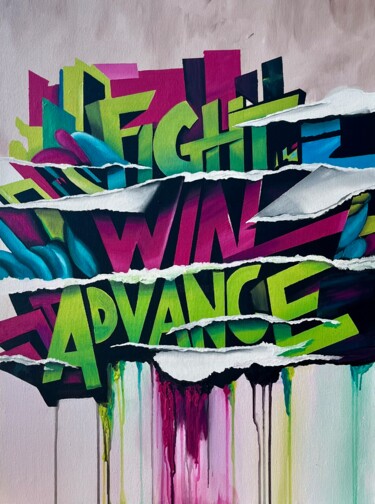 Malerei mit dem Titel "Figh Win Advance" von Yağmur Turan, Original-Kunstwerk, Acryl