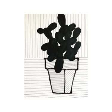 Dessin intitulée "« Succulents Cactus…" par Yahia Ouled Moussa, Œuvre d'art originale, Encre