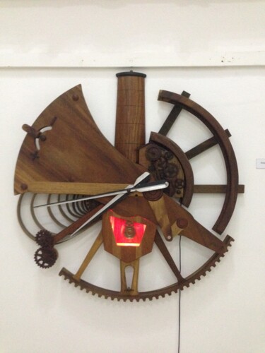 Sculpture intitulée "Maquinarias" par Yakel Gomez, Œuvre d'art originale, Bois
