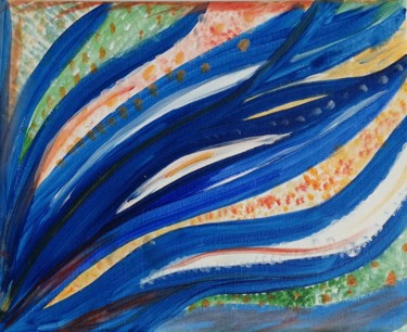 Peinture intitulée "wavy blue" par Mademoiselllef, Œuvre d'art originale, Acrylique