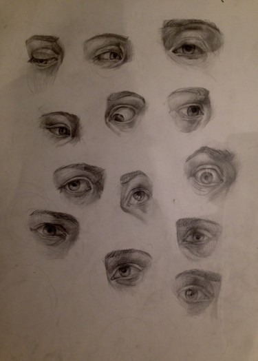 Peinture intitulée "глаза" par Aleksandr Yakobyuk, Œuvre d'art originale, Crayon