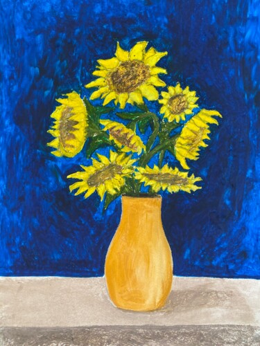 Ζωγραφική με τίτλο "sunflowers 2" από Aleksandr Yakobyuk, Αυθεντικά έργα τέχνης, Παστέλ