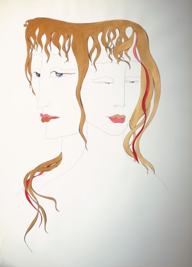 Картина под названием "Faces" - Svitlana Yatsenko, Подлинное произведение искусства, Акрил