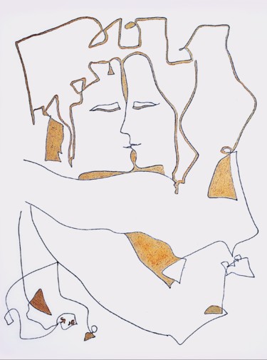 Painting titled "kiss" by Svitlana Yatsenko, Original Artwork, Gel pen