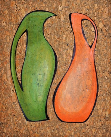 Painting titled "Dancing  jugs" by Svitlana Yatsenko, Original Artwork, Acrylic