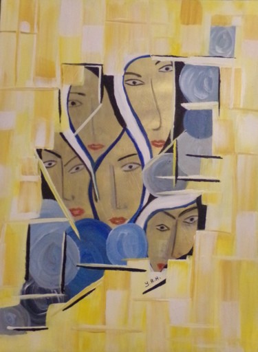 Peinture intitulée "Femme Miroir" par Yakout Habri, Œuvre d'art originale, Acrylique