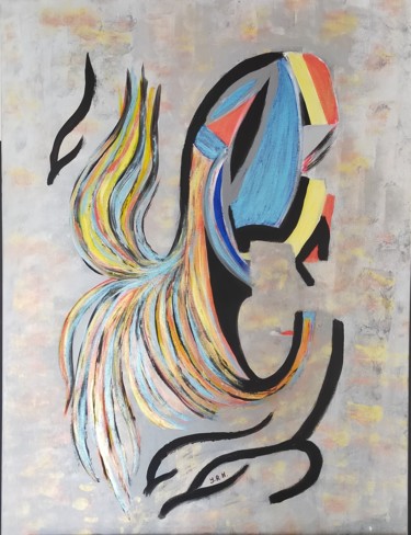 Painting titled "Valkyrie" by Yakout Habri, Original Artwork, Acrylic