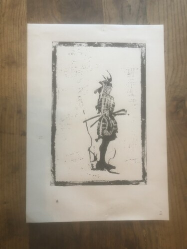 Prenten & gravures getiteld "samourai" door Yakquiri, Origineel Kunstwerk, Linosnede