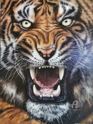 Картина под названием "Тигр" - Игорь Якунин, Подлинное произведение искусства, Масло