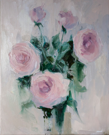 Painting titled "Flowers" by Lily Yakupova, Original Artwork, Oil