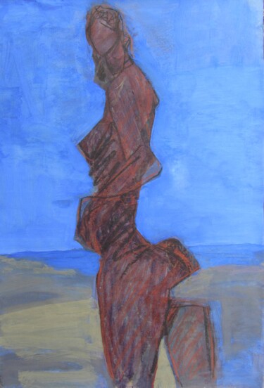 Painting titled "plage - 2" by Yakzan Atassi, Original Artwork, Acrylic