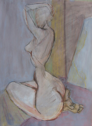 Pittura intitolato "nu- Miroir- 4" da Yakzan Atassi, Opera d'arte originale, Pastello