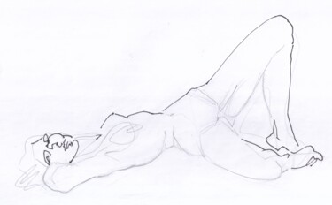 Drawing titled "Nue- une seul pose-…" by Yakzan Atassi, Original Artwork, Pencil