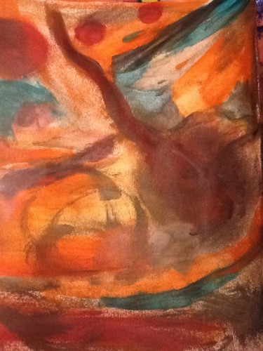 Painting titled "Las tres lunas rojas" by Yale Quiles, Original Artwork