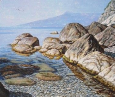 Картина под названием "У берега" - Георгий Триль, Подлинное произведение искусства, Масло Установлен на Деревянная рама для…
