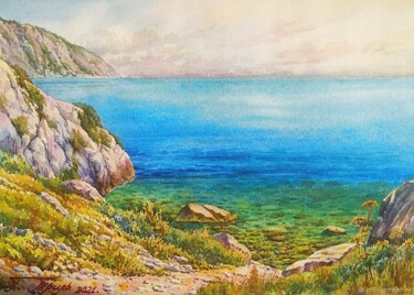 Painting titled "Дорога к морю" by Georgii Tril, Original Artwork, Watercolor