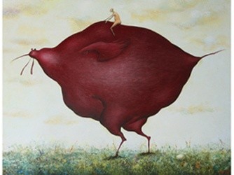 Peinture intitulée "Cavalier rouge" par Yambykh, Œuvre d'art originale