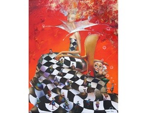 Peinture intitulée "La reine des échecs" par Yambykh, Œuvre d'art originale