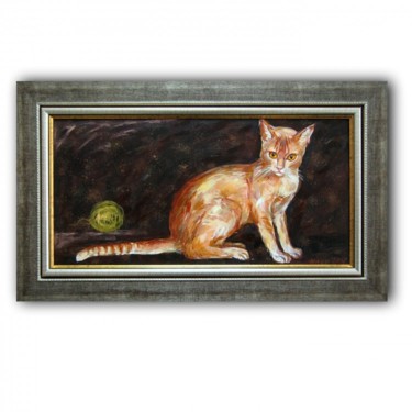 Painting titled "cat" by Gallery Yamelievi Yameliev, Original Artwork