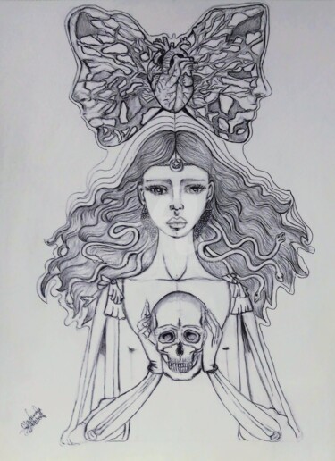 Drawing titled "Dilemma" by Yamina Bensola, Original Artwork, Graphite