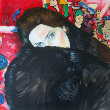 Painting titled "lady-avec-un-muff.j…" by Yan Bragance, Original Artwork, Acrylic