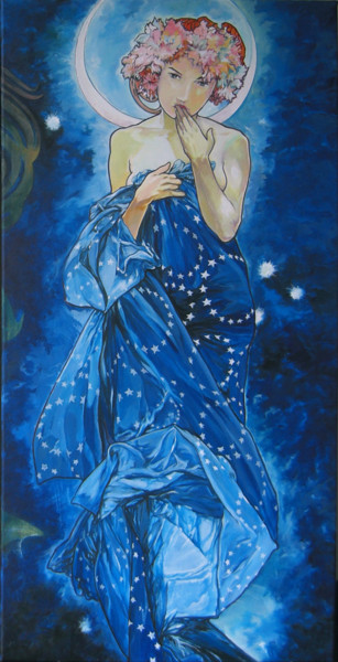 Картина под названием "nuit" - Yan Bragance, Подлинное произведение искусства, Акрил