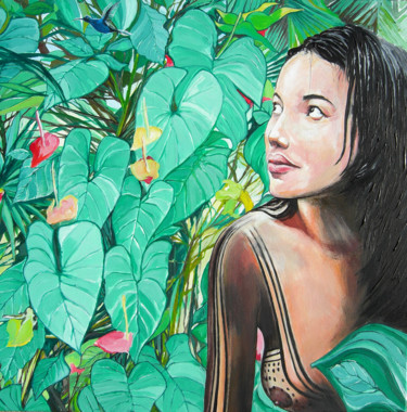 제목이 "Colibri 60x60"인 미술작품 Yan Bragance로, 원작, 아크릴 나무 들것 프레임에 장착됨