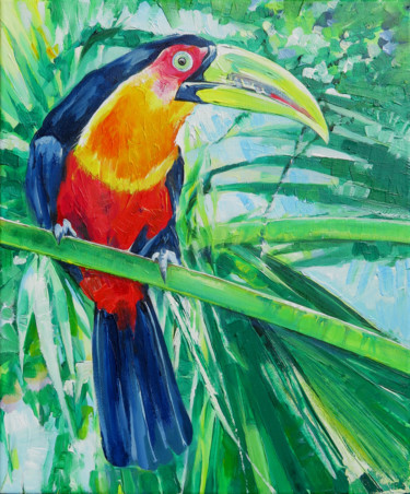 Painting titled "toucan 46x38" by Yan Bragance, Original Artwork, Acrylic
