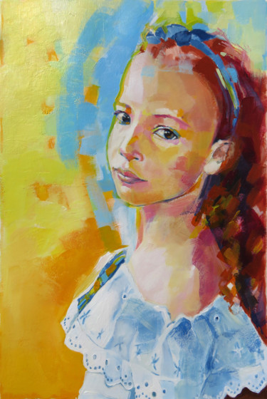 Painting titled "Fille de Guyane 3 4…" by Yan Bragance, Original Artwork, Acrylic