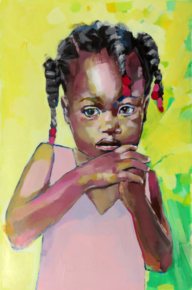 Painting titled "Fille de Guyane 5 4…" by Yan Bragance, Original Artwork, Acrylic