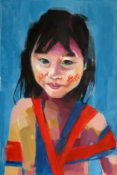 Peinture intitulée "Fille de Guyane 8 4…" par Yan Bragance, Œuvre d'art originale, Acrylique