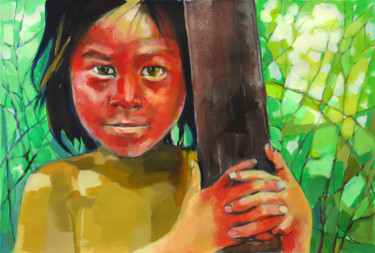 Peinture intitulée "Fille de Guyane 10…" par Yan Bragance, Œuvre d'art originale, Acrylique