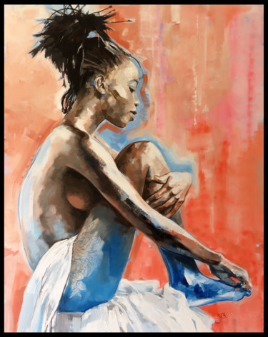 Painting titled "Femme nue tatouée 3…" by Yan Bragance, Original Artwork, Acrylic Mounted on Wood Stretcher frame