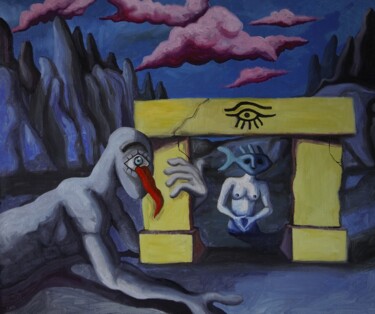 Картина под названием "Puerta del Iniciado" - Yan Cue, Подлинное произведение искусства, Масло