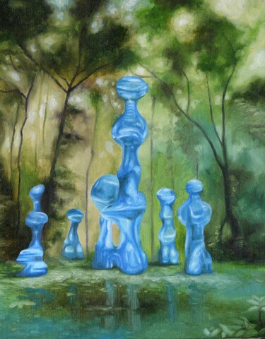 Peinture intitulée ""The Crystal Forest…" par Yan Cue, Œuvre d'art originale, Huile