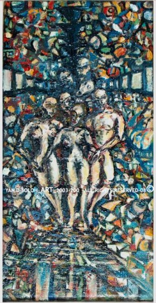 Peinture intitulée "CruciFIXions'oo3-oo…" par Yan D.Soloh, Œuvre d'art originale