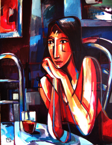 Painting titled "Le dîner" by Yan Vita, Original Artwork, Acrylic