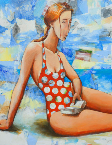 Painting titled "Baigneuse au maillo…" by Yan Vita, Original Artwork, Acrylic