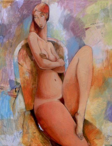 Pintura titulada "Nu assis" por Yan Vita, Obra de arte original, Acrílico