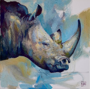 Painting titled "Rhino" by Yan Vita, Original Artwork, Acrylic