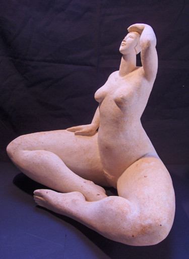 Sculptuur getiteld "Au delà des nuages" door Yan Vita, Origineel Kunstwerk, Terra cotta