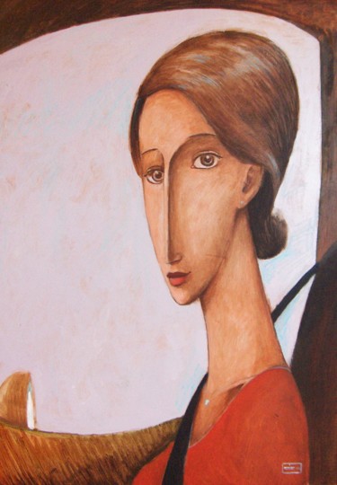 Peinture intitulée "La passagère" par Yan Vita, Œuvre d'art originale, Acrylique