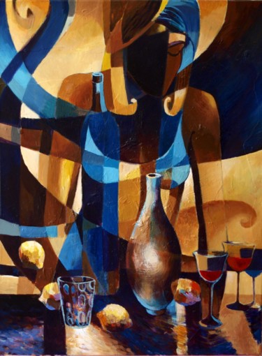 Painting titled "l'or et la nuit" by Yan Vita, Original Artwork, Acrylic