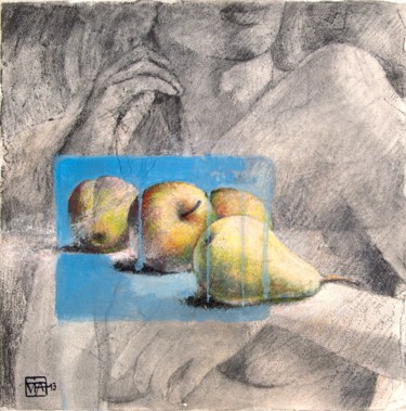 Peinture intitulée "Pommes, poires" par Yan Vita, Œuvre d'art originale, Graphite