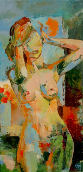 Painting titled "Nu 2" by Yan Vita, Original Artwork, Oil