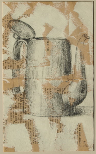 Drawing titled "Cafetière" by Yan Vita, Original Artwork, Pencil