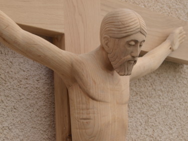Sculpture intitulée "Crucifixion" par Yan Vita, Œuvre d'art originale, Bois