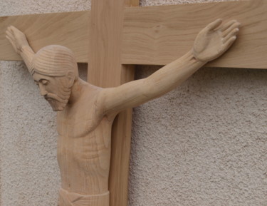 Escultura titulada "Crucifixion 2" por Yan Vita, Obra de arte original, Madera