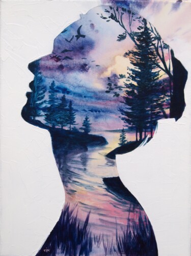 Malerei mit dem Titel "Paysage en elle 1" von Yan Vita, Original-Kunstwerk, Acryl